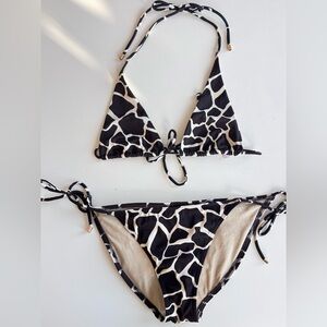 vintage 90s Y2K victorias secret giraffe 2 piece swim suit brown